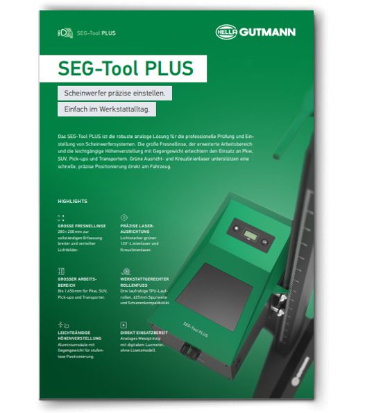 Hella Gutmann Scheinwerfereinstellgerät SEG-Tool PLUS Prospekt